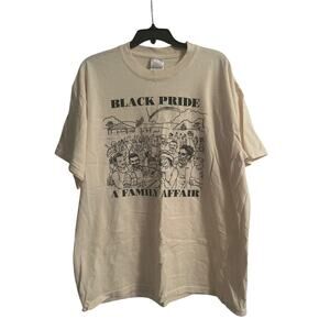 NWOT Gildan Heavy Weight Cotton Cream Color Black Pride T Shirt Size XL